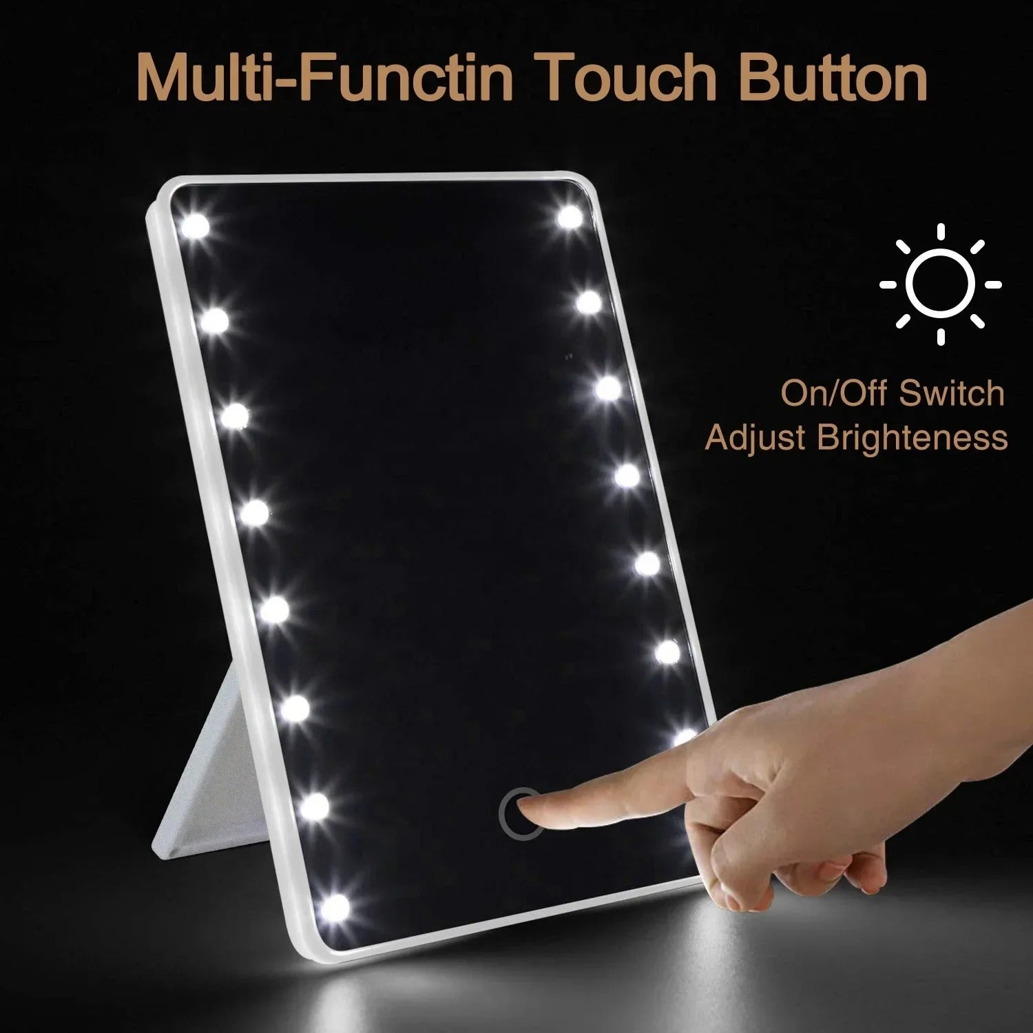 Makeup Mirror with 16 LEDs Touch Adjustable & Portable Light