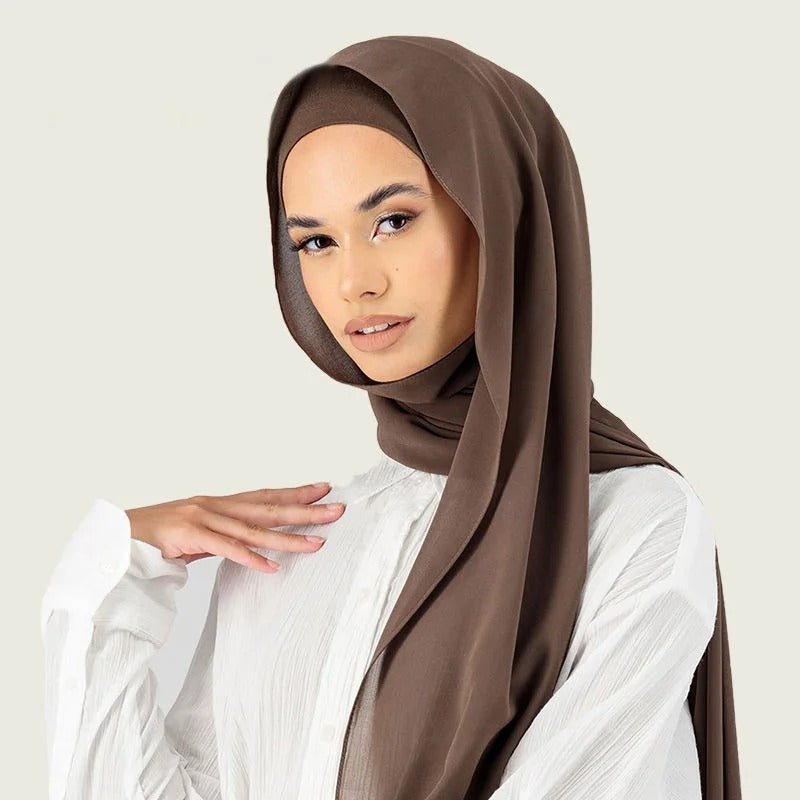 Two Piece Set Chiffon Hijab Matching Undercap Chiffon Scarf